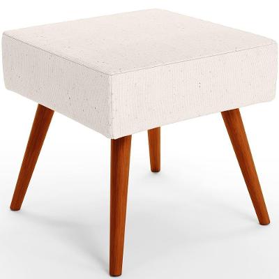 Puff Banqueta Decorativa Com Pés Palito Lívia W01 Linho Cru