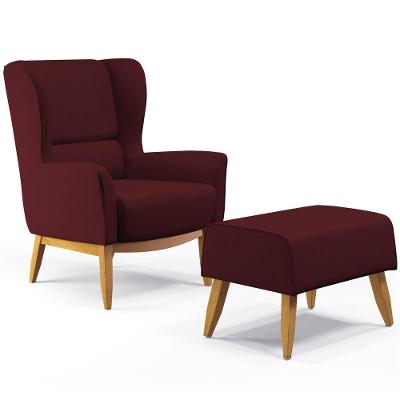 Kit Poltrona Milena D02 Com Puff Viseo Veludo Marsala C-278