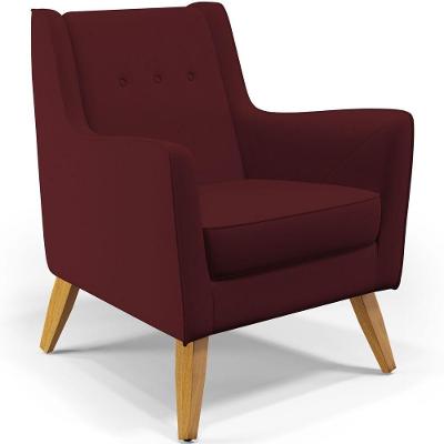 Poltrona Com Pés De Madeira Taroba Veludo Marsala C-278