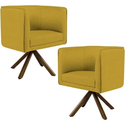 Kit 02 Poltronas Betina D02 Veludo Mostarda C-279
