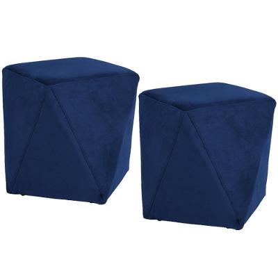 Kit 02 Puffs Ametista D02 Veludo Azul Oxford C-304