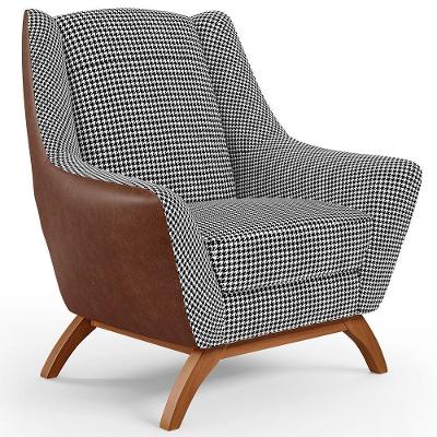Poltrona Base Em Madeira Marrom B-38 Pied Poule