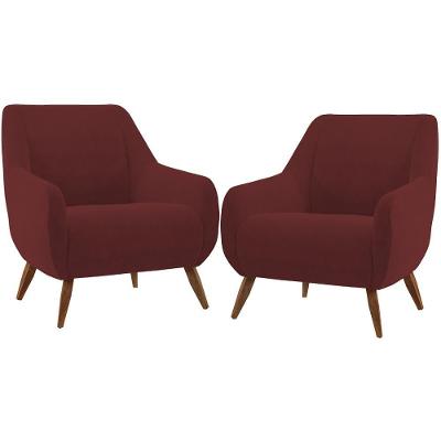 Kit 02 Poltronas Paloma D02 Veludo Marsala C-278