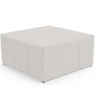 Puff Decorativo Para Sala De Estar Quadrado Milano 90x90cm W01 Bouclê Cru - Lyam Decor