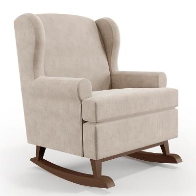 Poltrona Malu Base De Madeira P02 Suede Bege
