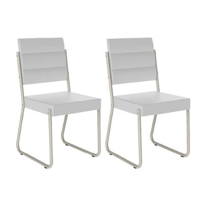Conjunto 2 Cadeiras 1736 Tubo Prata Napa Branca Carraro