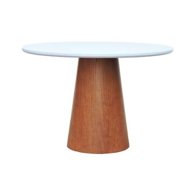 Mesa De Jantar Tampo Em Vidro Base Cone Laminado Cinamomo Amêndoa Tampo 150 Branco-vidro Branco