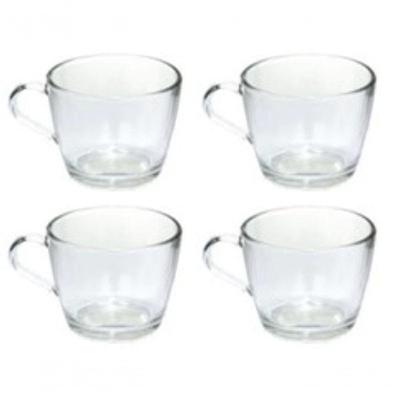 Jogo 4 Xícaras Café Vidro Temperado 215 Ml Resistente Café Da Manhã