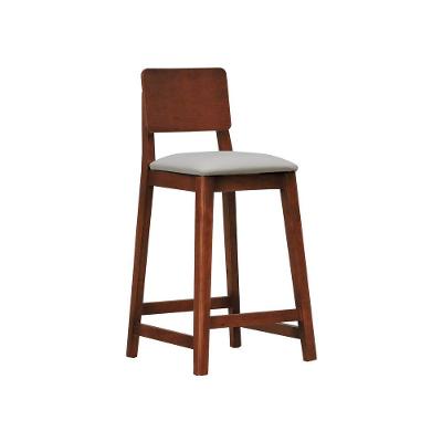 Banqueta Lyon Madeira Maciça Com Encosto Anatômico E Assento Estofado Com 68cm Altura - Amêndoa Corano Bege