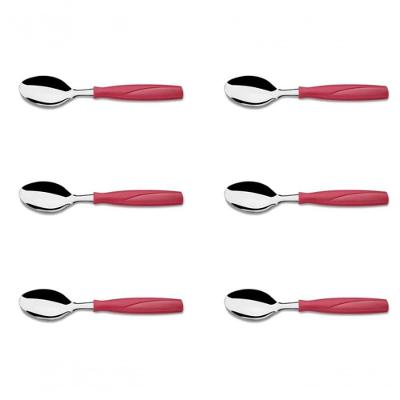 Kit 6 Colher De Mesa Aço Inox Vermelho Brinox