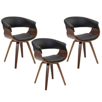 Kit 03 Cadeiras Giratórias Decorativa para Escritório Home Office Ohana Pu Preto Gran Belo
