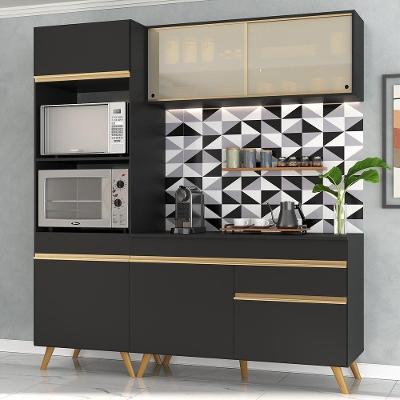 Cozinha Compacta 3 Pç com Armário E Balcão Veneza Gb Preta