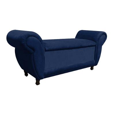 Recamier com Baú Itália Suede Azul Marinho