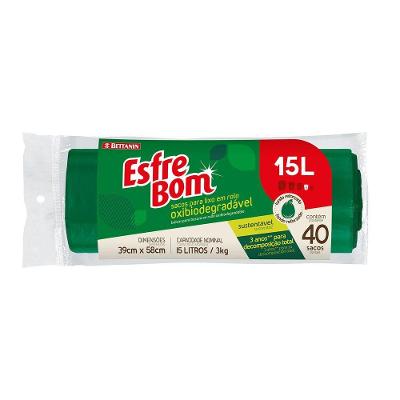 Rolo De Sacos Para Lixo Bio Esfrebom Verde 15l - Bettanin