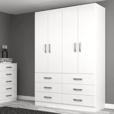 Guarda Roupa Casal Treviso 4 Portas 6 Gavetas - Branco Branco