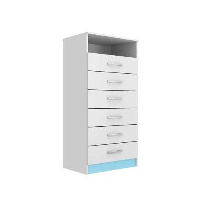 Cômoda Rack 6 Gavetas 1 Nicho Maxi - Branco - Azul Branco - Azul