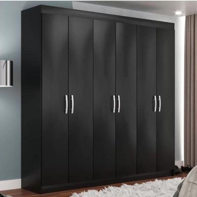 Guarda Roupa Casal Montreal 6 Portas 2 Gavetas Internas - Black Black