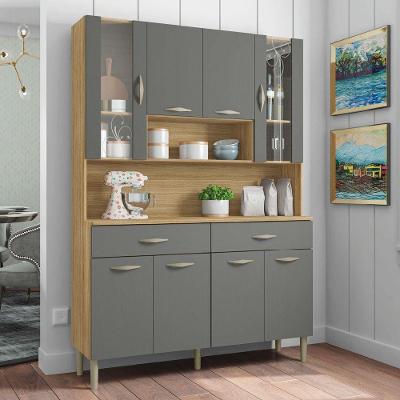 Armário De Cozinha Completa 8 Portas 2 Gaveta Golden Kits Paraná Freijo Cinza