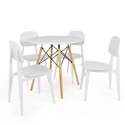 Conjunto Mesa De Jantar Redonda Eiffel Branca 80cm Com 4 Cadeiras Itália - Branco