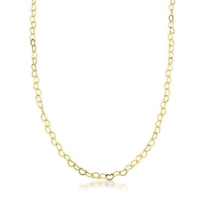 Colar Corrente Elo Corações 3mm Banhada A Ouro 18k - 45cm