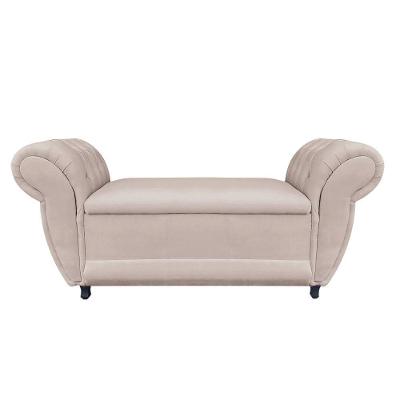 Divã Recamier Com Baú Grécia 1,55 Cm Suede Bege