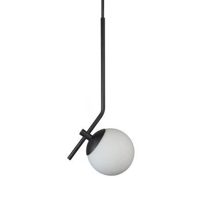 Pendente On Ly Preto Com Globo Esfera De Vidro Branco