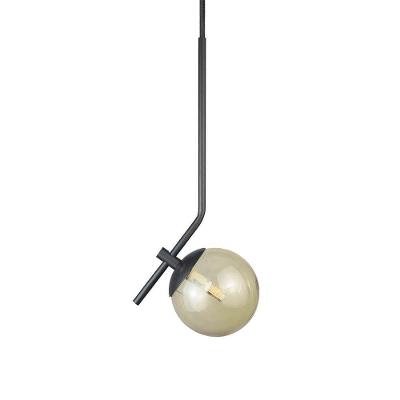 Pendente On Ly Preto Com Globo Esfera De Vidro âmbar