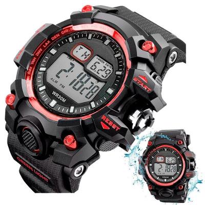 Relogio Masculino Digital Prova Dagua Esportivo Premium Vermelho Preto Alarme Cronometro