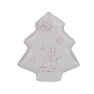 Petisqueira árvore De Natal Em Cerâmica Branca 24cm Mp344 - Tok Da Casa