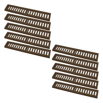 Kit 10 Ralo Grelha Linear Caixilho Alumínio Marrom 20x50cm