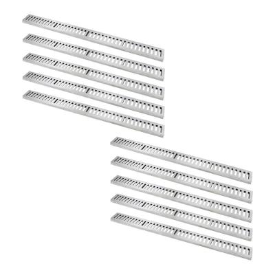 Kit 10 Ralo Grelha Linear Caixilho Alumínio Polido 10x100cm