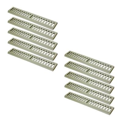 Kit 10 Ralo Grelha Linear Caixilho Em Alumínio Bege 20x50cm