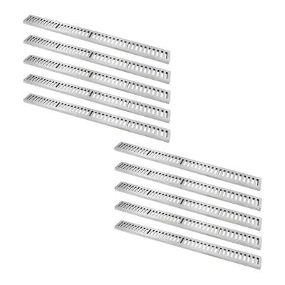 Kit 10 Ralo Grelha Linear Caixilho Alumínio Polido 20x100cm
