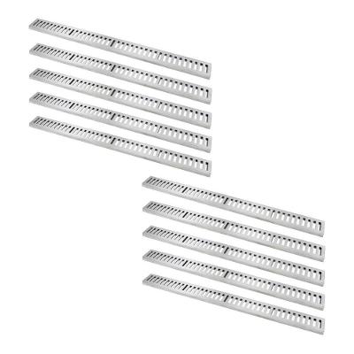 Kit 10 Ralo Grelha Linear Caixilho Alumínio Escovado15x100cm