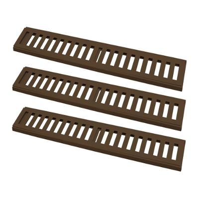 Kit 3 Ralo Grelha Linear Caixilho Alumínio Marrom 10x50cm