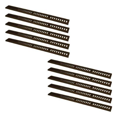 Kit 10 Ralo Grelha Linear Caixilho Alumínio Marrom 20x100cm