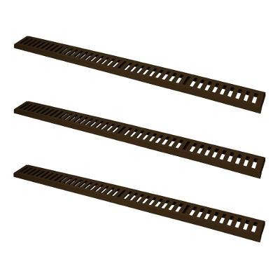 Kit 3 Ralo Grelha Linear Caixilho Alumínio Marrom 20x100cm