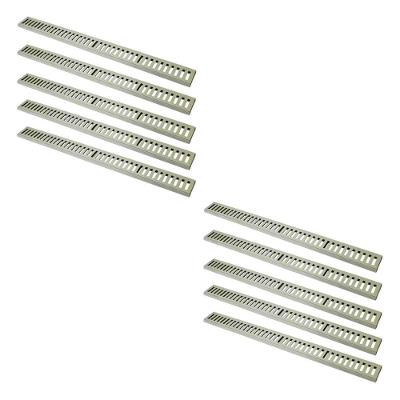 Kit 10 Ralo Grelha Linear Caixilho Em Alumínio Bege 20x100cm