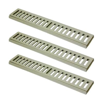 Kit 3 Ralo Grelha Linear Caixilho Em Alumínio Bege 15x50cm