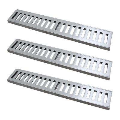 Kit 3 Ralo Grelha Linear Caixilho Em Alumínio Polido 20x50cm