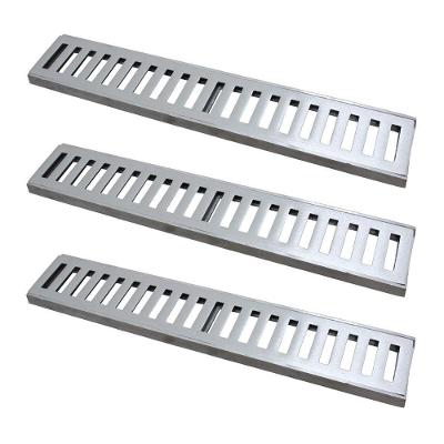 Kit 3 Ralo Grelha Linear Caixilho Em Alumínio Polido 15x50cm