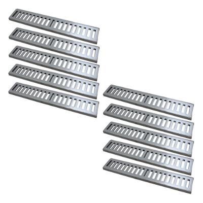 Kit 10 Ralo Grelha Linear Caixilho Alumínio Escovado 15x50cm