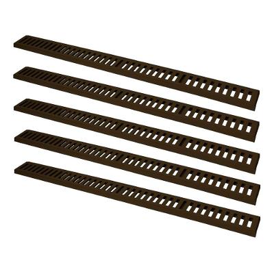 Kit 5 Ralo Grelha Linear Caixilho Alumínio Marrom 10x100cm