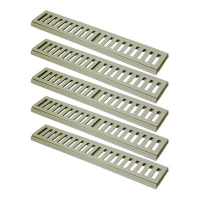 Kit 5 Ralo Grelha Linear Caixilho Em Alumínio Bege 15x50cm