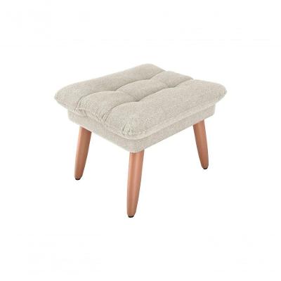 Puff Premium Descando Decorativo Sala Nantes Boucle Bege Matrix