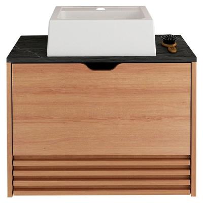 Gabinete Com Cuba Para Banheiro Bn3630x13 Amendoa Marmore Lunar Tecno Mobili Amendoa Marmore Lunar