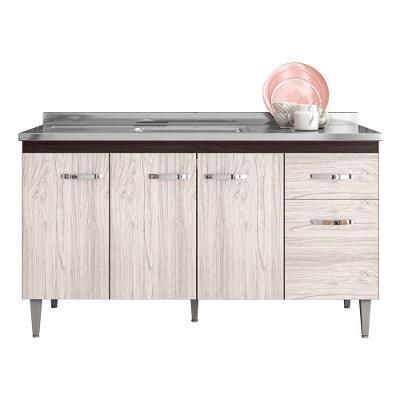 Balcão Gabinete Gabriela 150cm Sem Tampo Castanho Avelã - Ajl Moveis Cor Castanho/avelã