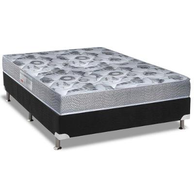 Cama Box Viúva: Colchão Anatômico Ortobom D28/EP Fort Tech ISO 60 + Base CRC Suede Black(128x188)
