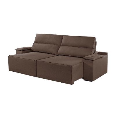 Sofá 3 Lugares Retrátil E Reclinável Martins M-180 Veludo Marrom