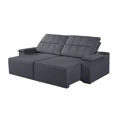 Sofá 4 Lugares Retrátil E Reclinável Martins M-182 Veludo Grafite